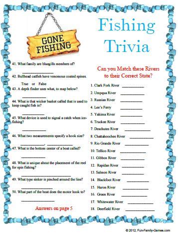 hunting and fishing trivia questions.